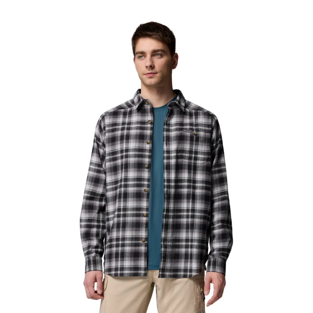 Cornell Woods Flannel LS, herre (BlackTartan)-COLUMBIA Outlet