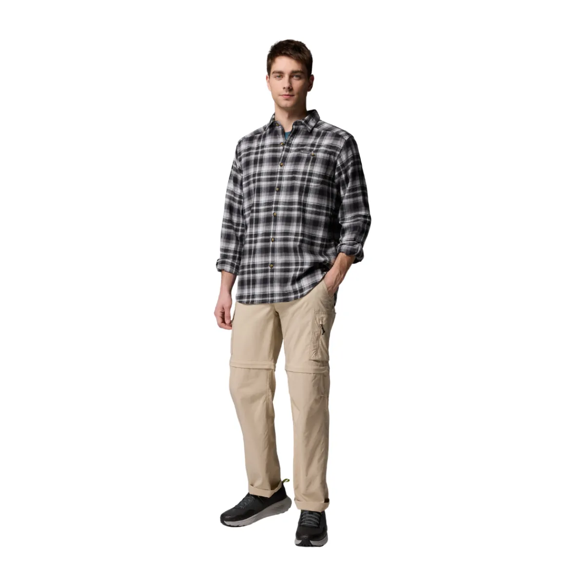 Cornell Woods Flannel LS, herre (BlackTartan)-COLUMBIA Outlet