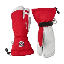 Army Leather Heli Ski 3-finger skihandske (Red)-HESTRA Online