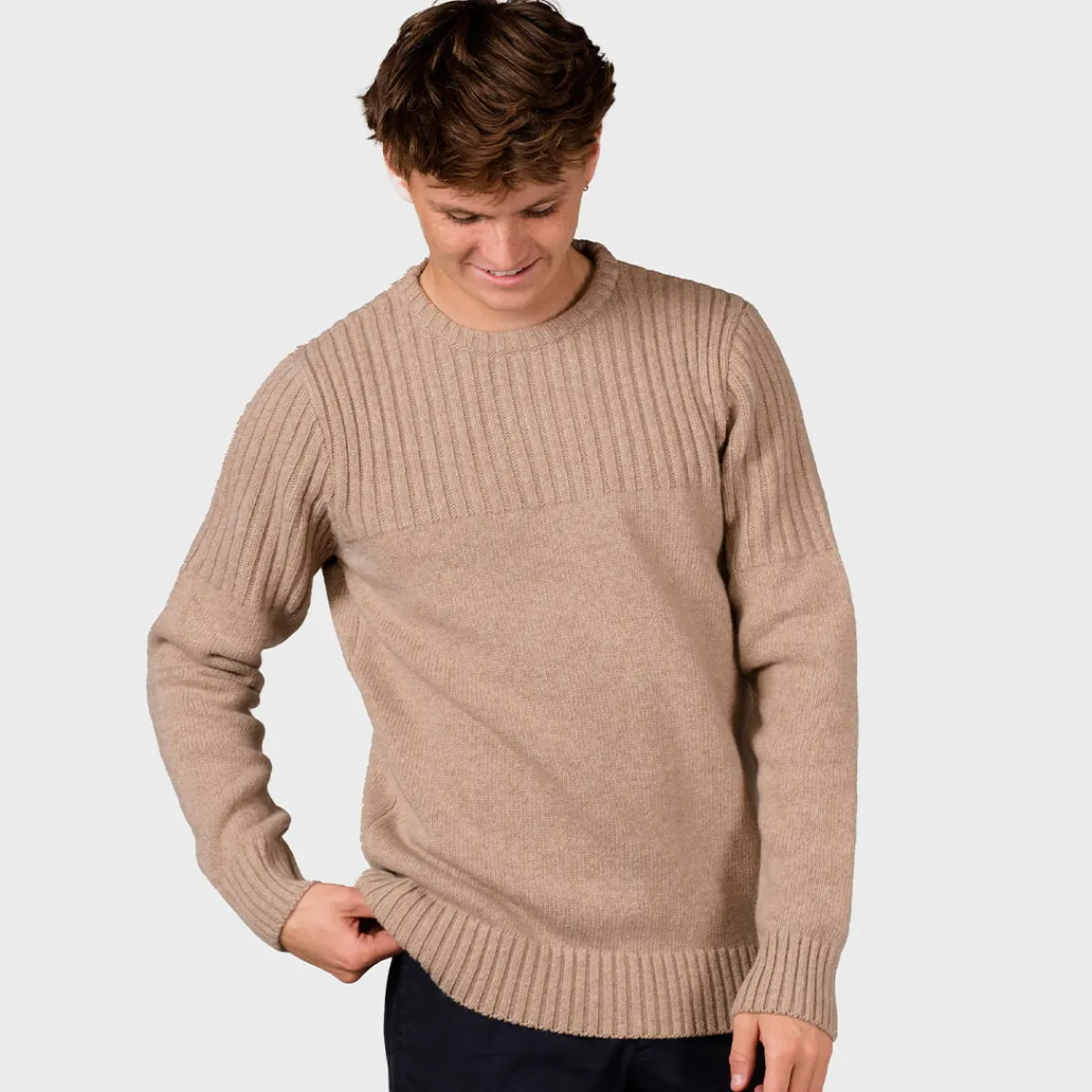 Klitmøller Collective Søren Knit sweater, herre (Sand)-KLITMØLLER COLLECTIV Clearance