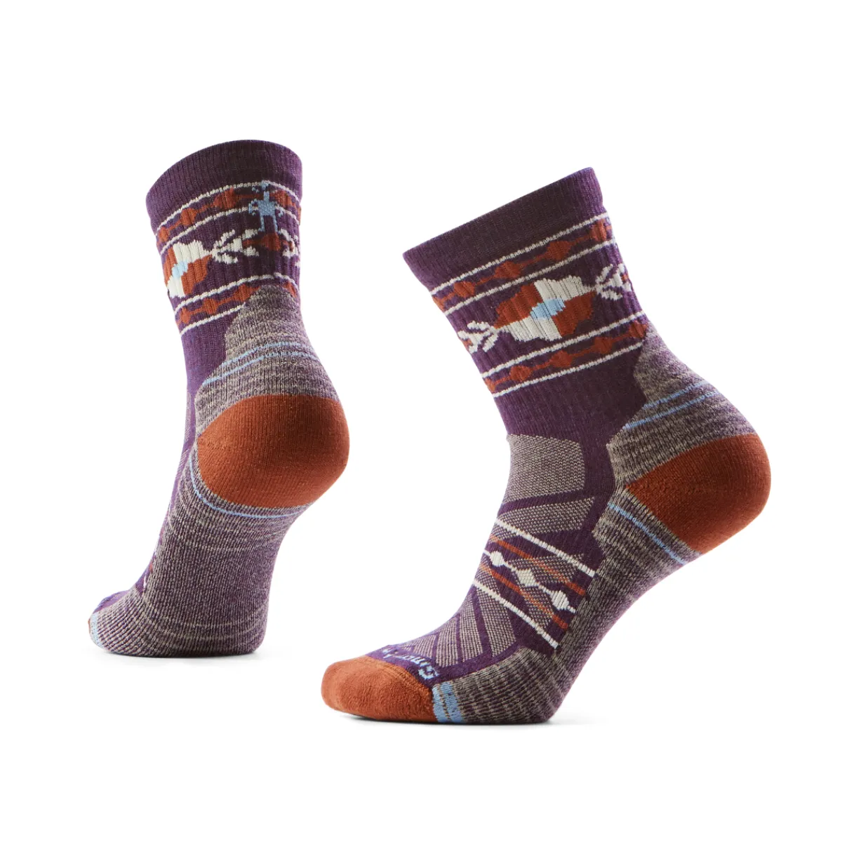 Hike Light Cushion Retro Floral Mid Crew Vandresok, dame (Purple Iris)-SMARTWOOL Clearance