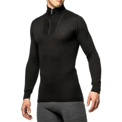 Zip Turtleneck 200 uldundertrøje, unisex (Black)-WOOLPOWER Best
